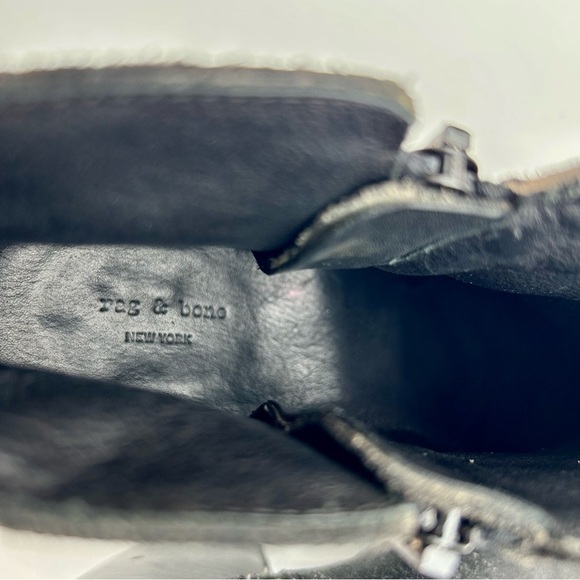 Rag & Bone Margot Black Crackled Leather Block Heel Ankle Boots Size 40 / 10 - Picture 10 of 12